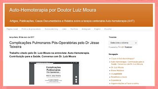 Auto-hemoterapia Estudo Cientíifico - Complicações Pulmonares Pós-Operatórias pelo Dr Jésse Teixeira