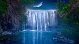 Soothing Fantasy Music - Waterfalls at Night | Relaxing, Peaceful, Sleep ★101