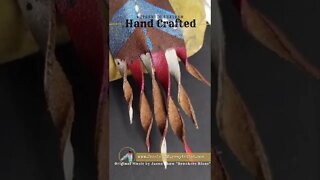 INDEPENDENCE, 4 inch, feather inspired leather earrings