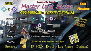 Destiny 2 Master Lost Sector: Cosmodrome - Exodus Garden 2A on my Strand Titan Solo-Flawless 7-27-23