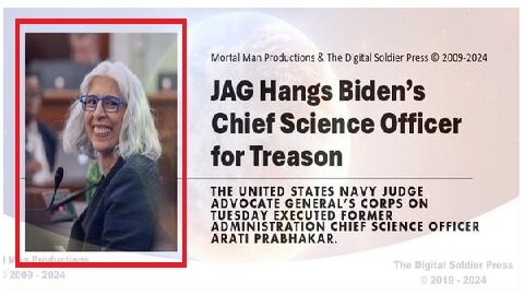 JAG Hanged Biden's Chief Science Officer for Treason at GITMO.