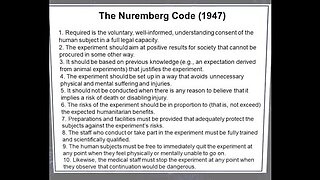 Bombshell What The Nuremberg Code of 1947 Points About The Consequences Regarding Human Experimentation That Every Human Being Should Know