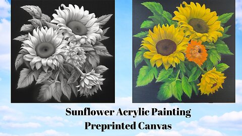 Sunflowers Acrylic Painting on Pre-printed Canvas