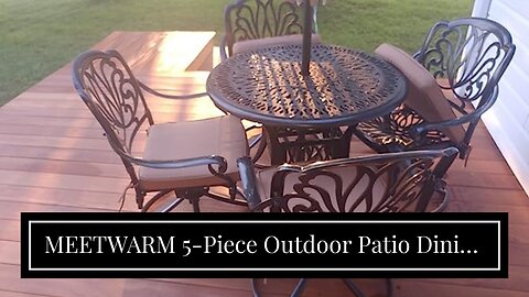 MEETWARM 5-Piece Outdoor Patio Dining Set, All-Weather Cast Aluminum Patio Conversation Set wit...