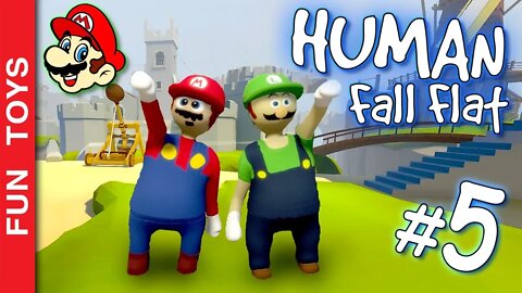 Human Fall Flat #5 - Mario e Luigi do Super Mario Bros passando fases deste jogo muito engraçado! 😂