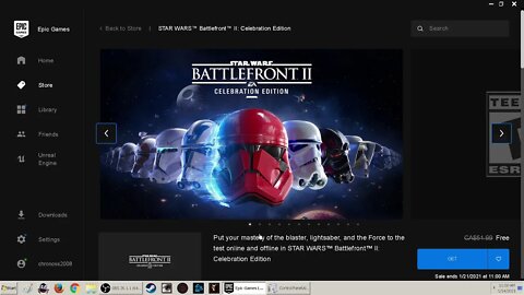 2021 Star Wars Battlefront II free 14th to 22nd on epic store