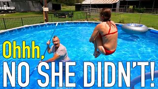 She Really Did This To Me! | Cannonball Dive Into Pool