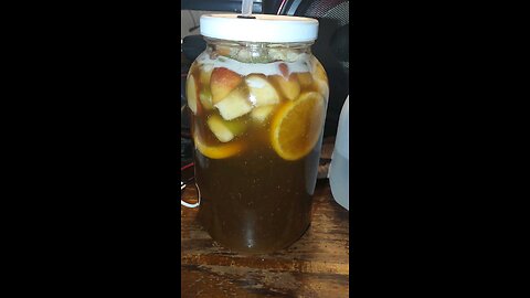 Apple orange cinnamon mead in the making.