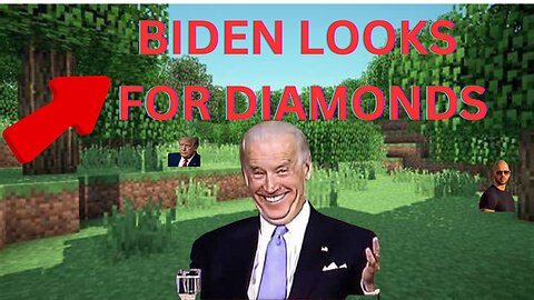 Biden looks for diamonds in minecraft