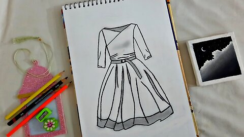 How to draw barbie dress | Dress drawing easy | Dress design sketch