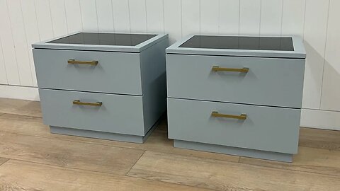 Furniture Flipping - Basset Laminate Nightstands + Parma Grey Gloss Lacquer