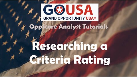8 - Researching a Criteria Rating