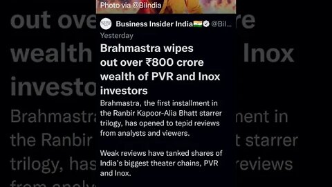 Brahmastra wipes out over ₹800 crore wealth of PVR and Inox investors