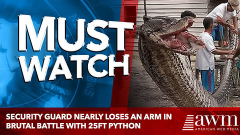 Security guard nearly loses an arm in brutal battle with 25ft python