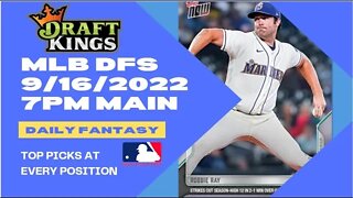 Dream's Top Picks for MLB DFS Today Main Slate 9/16/2022 Daily Fantasy Sports Strategy DraftKings