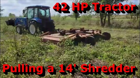 42 HP Tractor Pulling a 14' Shredder | LS Tractor MT342HC & Woods 214