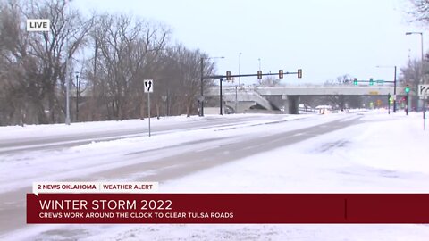 Tulsa crews work to keep roads clear as more snow falls