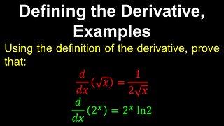 Defining the Derivative, sqrt(x), 2^x, Examples - AP Calculus AB/BC
