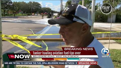 Aviation tanker spill leaks fuel into storm drains near PBIA