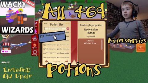 AndersonPlays Roblox Wacky Wizards All Potions - All 469 Potions Book Recipes - Old Update