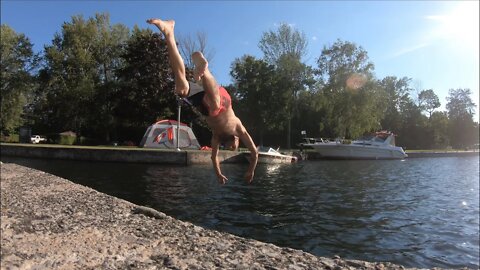 Swimming with @DjLogoFan at Rosedale locks Balsam Lake