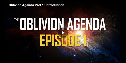 Oblivion Agenda Part 1: Introduction