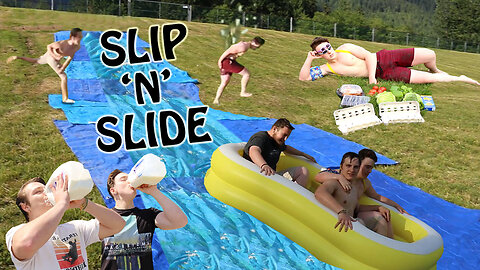 MASSIVE SLIP AND SLIDE OF PAIN - PELTED WITH EGGS - (feat. milk challenge)