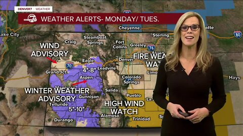 Fire weather, winter weather advisories both in store for Colorado Monday