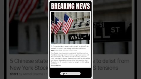 Breaking News: 5 Chinese state-owned companies to delist from NY Stock Exchange amid US tensions