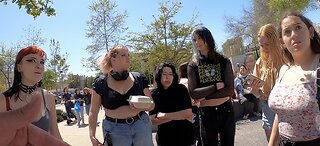 San Diego State University: Started Drawing A Crowd When The Admin/Police Told Me To Move & De-Poled Me, Found a New Spot Where I Debated An Agnostic & Lesbian Which Eventually Drew Another Crowd