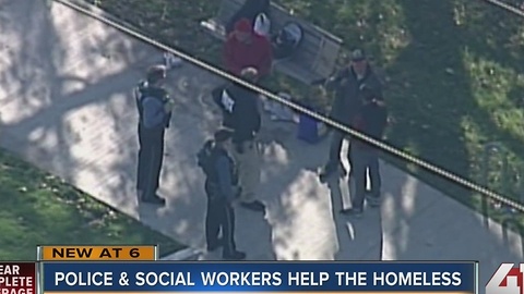 KCPD and social workers offer help to homeless people on Indian Creek Trail