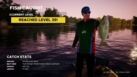 Fishing Sim World level 38 to 39 Tournament Alabama State Championship almost won but came in 61st!