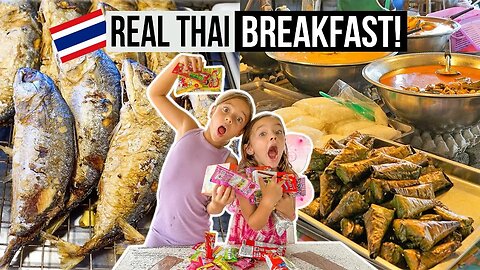 FIRST REAL THAI BREAKFAST | Kids try THAI CANDY!