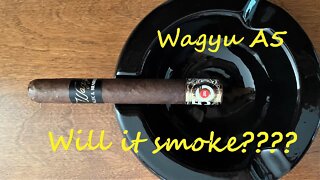 Using tools on this Wagyu A5 cigar by Alec & Bradley!