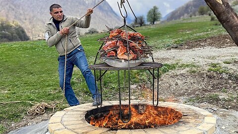 Butchering a Young Lamb and Cooking in a Tandoor on a Hook! Azerbaijani Cuisine