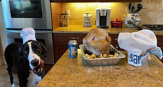 Great Dane chef preps delicious chicken for roasting