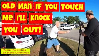 🔵You touch me I'll knock you the f**k out crazy old man 1st Amendment audit fail🔴