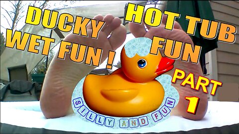 Silly Fun Rubber Duck in Spa Hot Tub Goofing Around Hilarious Video on Backyard Patio DIY Wet Fun