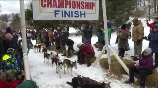 Mushers cross finish line in UP200 sled dog race