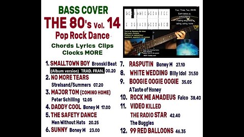 Bass cover THE 80's Vol. 14 (Pop Rock Dance) _ Chords Lyrics MORE