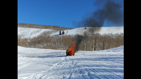 Snowmobile on Fire....