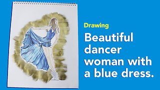 Beautiful dancer woman with a blue dress - Human figure. Mujer hermosa bailarina.