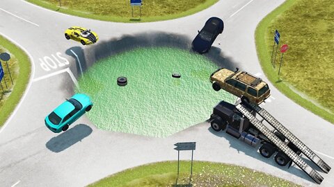 Cars vs Huge Potholes Cars Vs Giant Heavy Pot Holes Biggest Cars vs Giant Pit - BeamNG.Drive