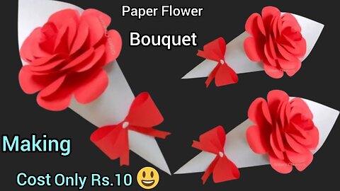 DIY Paper Flower BOUQUET / Flower Bouquet making at Home / Paper Craft / Birthday Gift ideas
