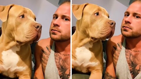 Man barks at his dog to see their reaction