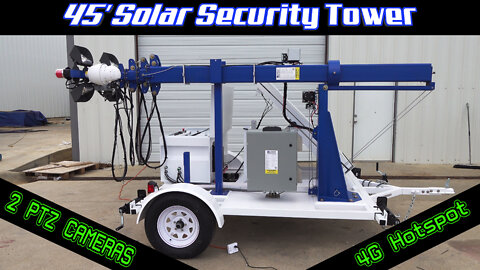 Solar Security Camera LED Light Tower 4G and NVR - 45' Telescoping Mast Height