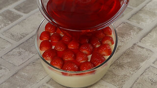 Creamy strawberry dessert on a platter