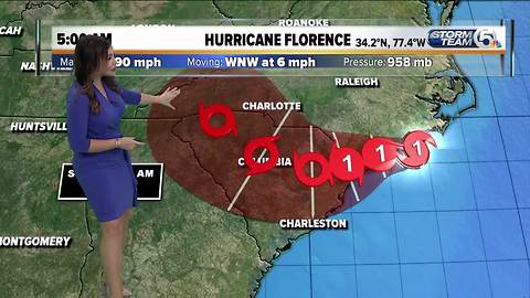 5 A.M. Florence Update: Hurricane about to make landfall with 90 mph winds