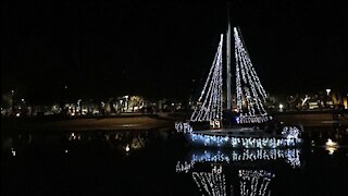 Christmas Sailboat During The Parade