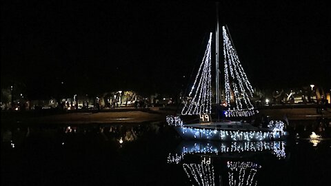 Christmas Sailboat During The Parade